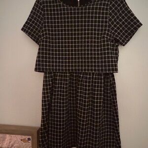 Elegant Black and White Plaid girls Dress